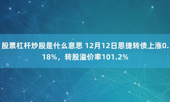 股票杠杆炒股是什么意思 12月12日恩捷转债上涨0.18%，转股溢价率101.2%