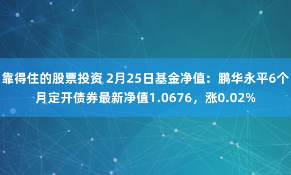 靠得住的股票投资 2月25日基金净值：鹏华永平6个月定开债券最新净值1.0676，涨0.02%