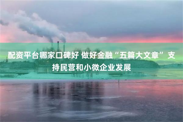 配资平台哪家口碑好 做好金融“五篇大文章” 支持民营和小微企业发展